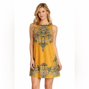 Urban Outfitters Ecote Mustard Boho Shift Dress Sleeveless